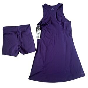 Adidas Women Club Tennis Dress Aurora Plum Purple Racerback Shorts JM4708 2XS